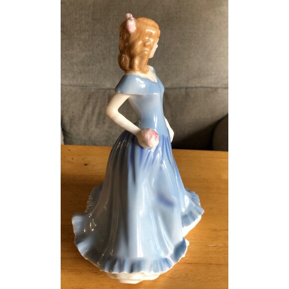 Royal Doulton Porcelain Lady Prototype Figurine Blue Dress Pink Flowers Girl Sta - Picture 5 of 15
